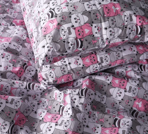 Наволочка Бязь 17-0670 GrayPink Kitties
