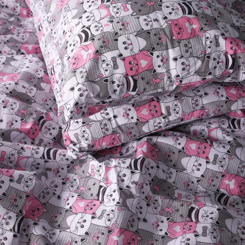 Наволочка Бязь 17-0670 GrayPink Kitties