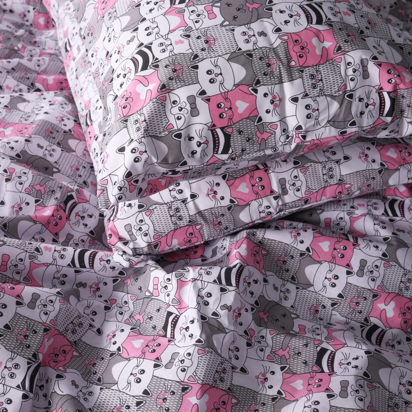 Наволочка Бязь 17-0670 GrayPink Kitties