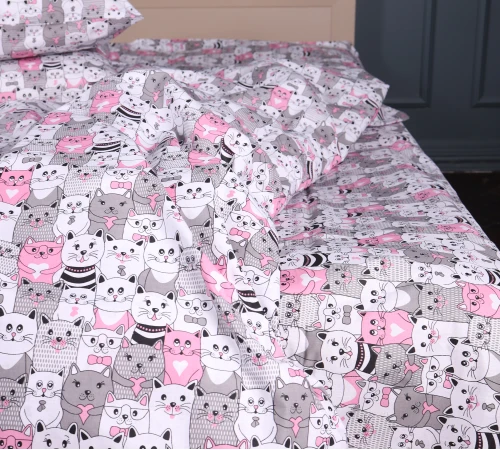 Простирадло Ranforce Elite 17-0670 GrayPink Kitties