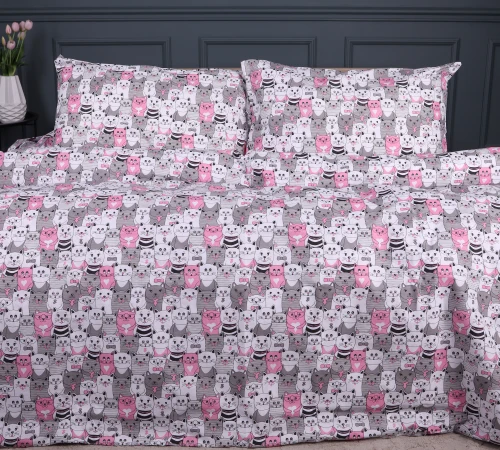 Простирадло Ranforce Elite 17-0670 GrayPink Kitties - 2