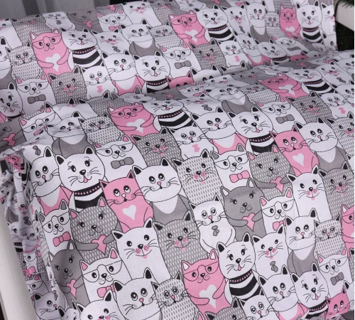 Наволочка Бязь Kids Time 17-0670 GrayPink Kitties - 2