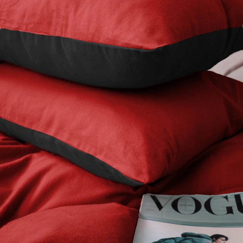 Комплект постільної білизни Фланель 002-009 "Black/Red" - 6