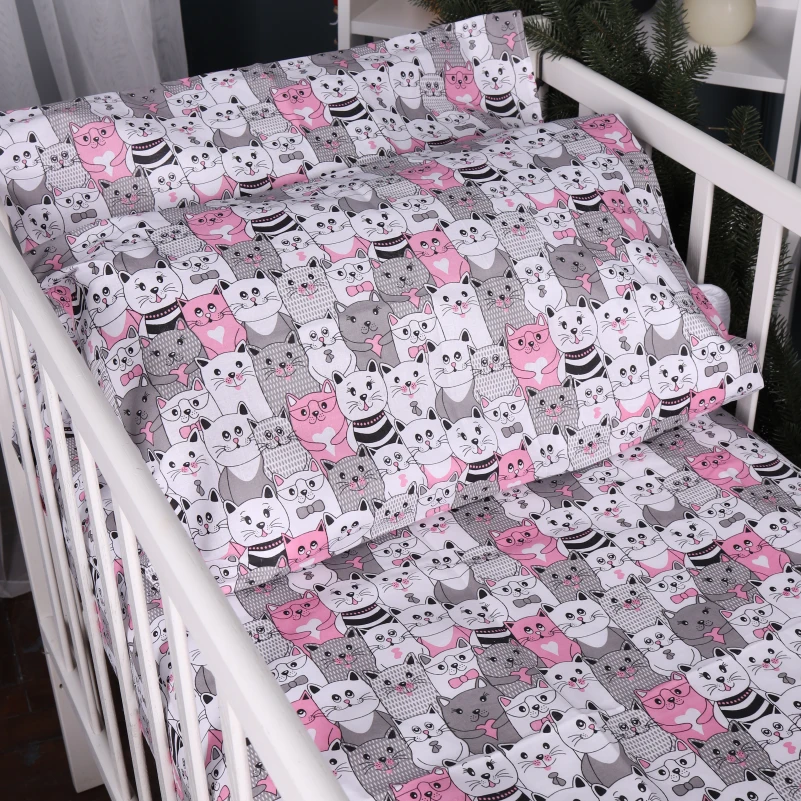 Простынь Бязь Kids Time 17-0670 GrayPink Kitties - 1