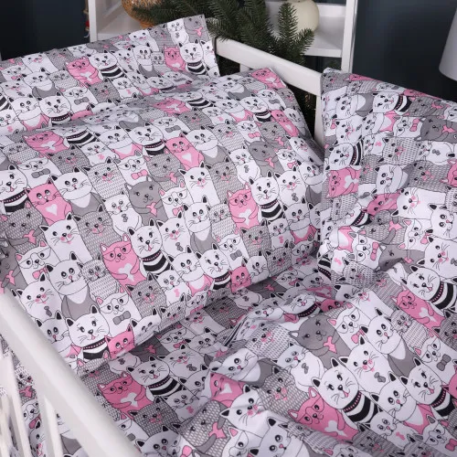 Комплект постельного белья Бязь Kids Time 17-0670 GrayPink Kitties - 2