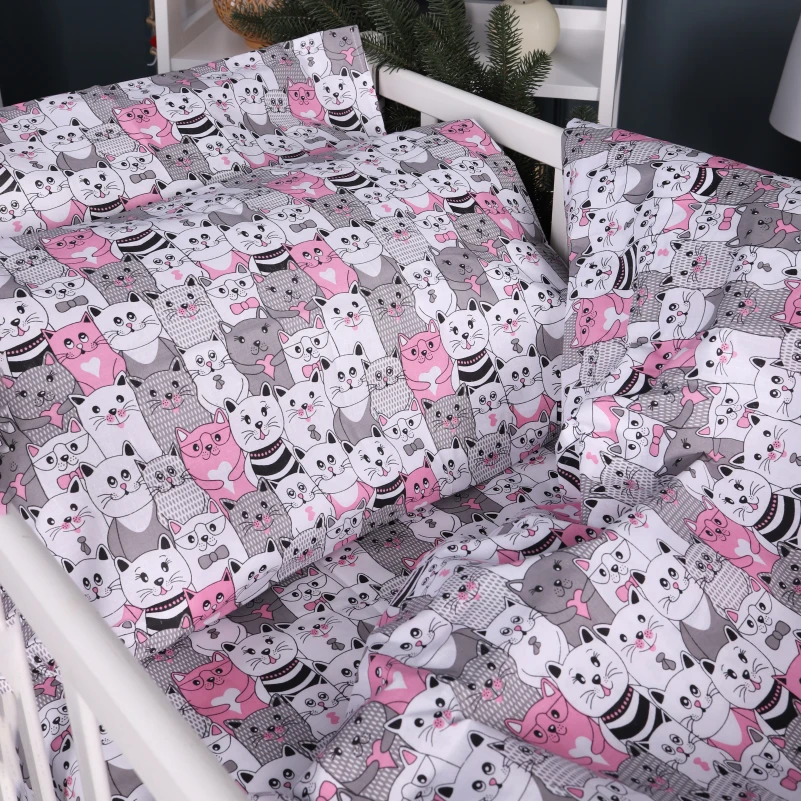 Простынь Бязь Kids Time 17-0670 GrayPink Kitties - 2