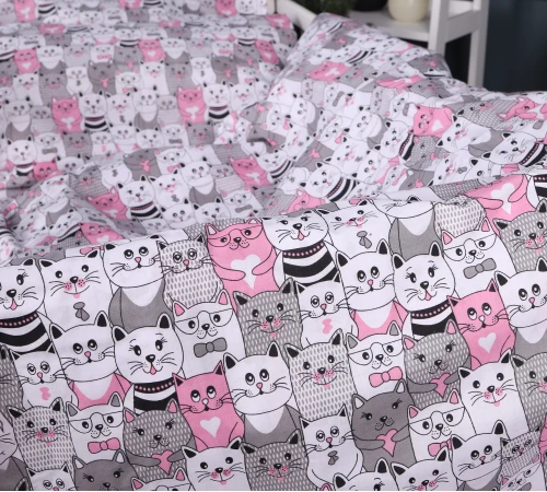 Пододеяльник Бязь Kids Time 17-0670 GrayPink Kitties