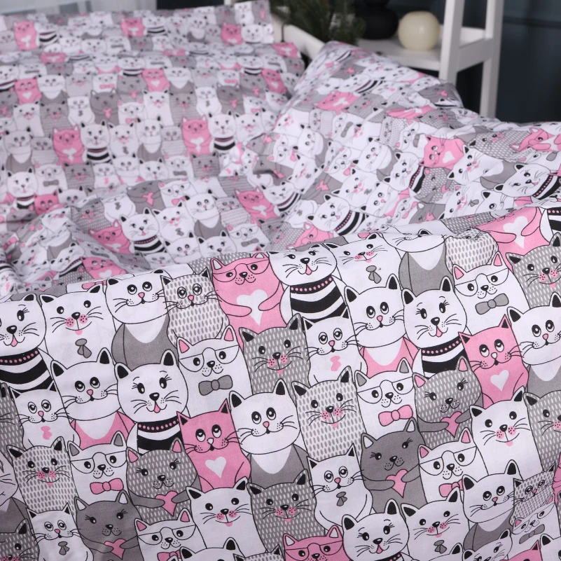 Комплект постільної білизни Бязь Kids Time 17-0670 GrayPink Kitties - 2