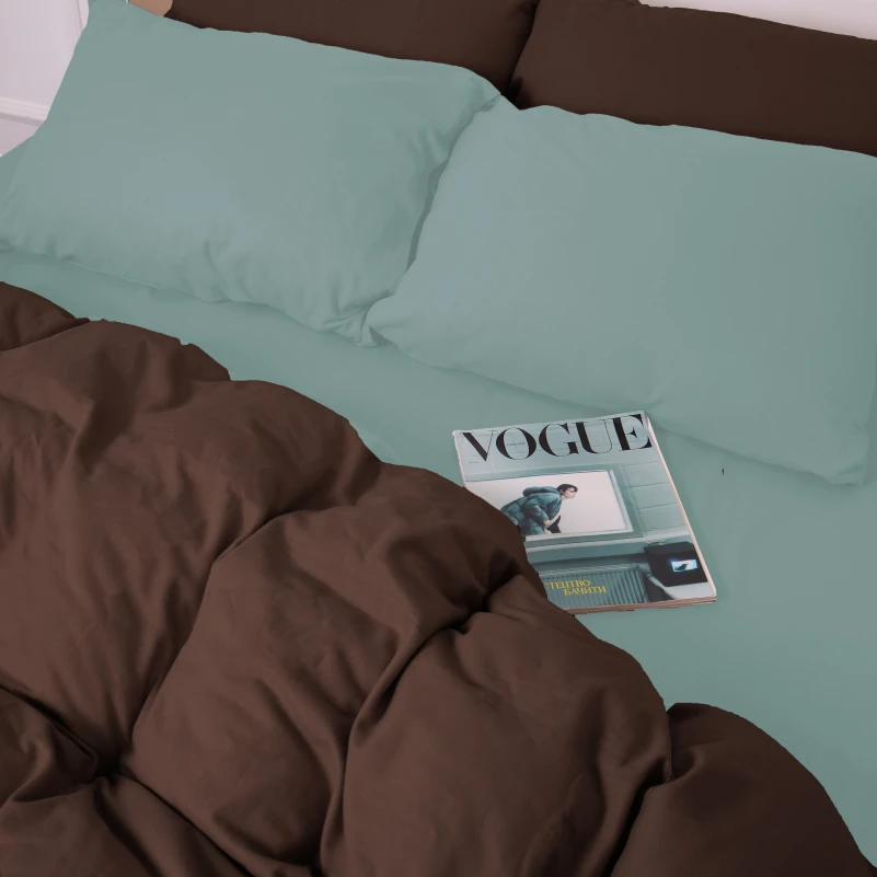 Комплект постільної білизни Фланель 006-003 "Menthol/Brown" - 4