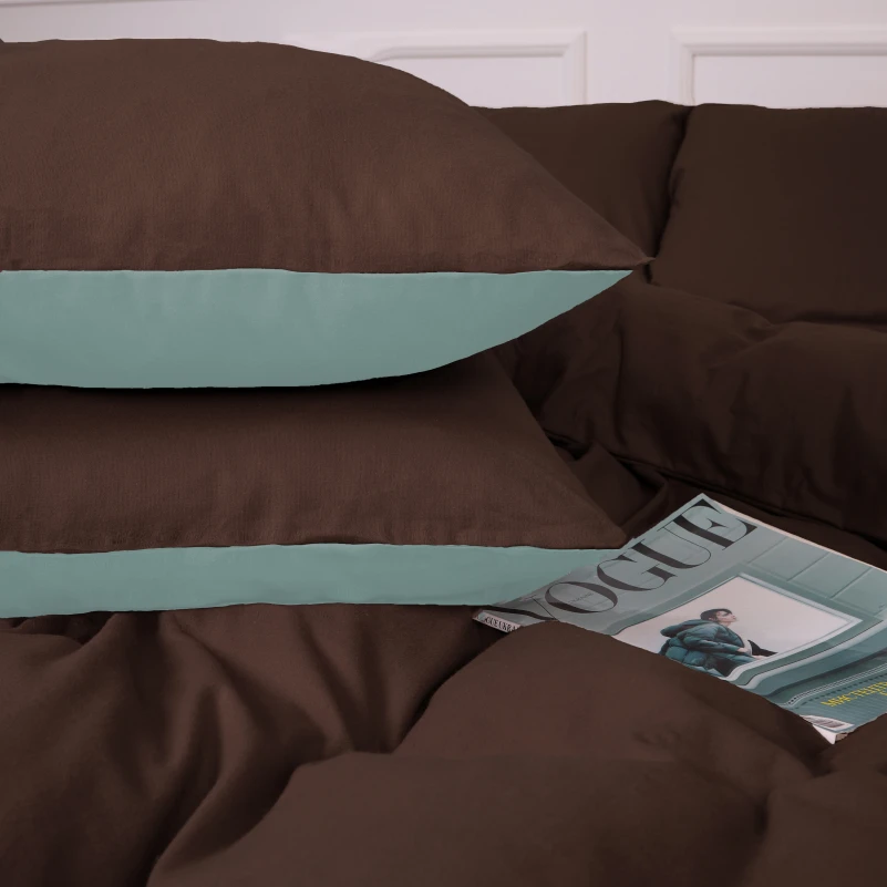 Комплект постільної білизни Фланель 006-003 "Menthol/Brown" - 5