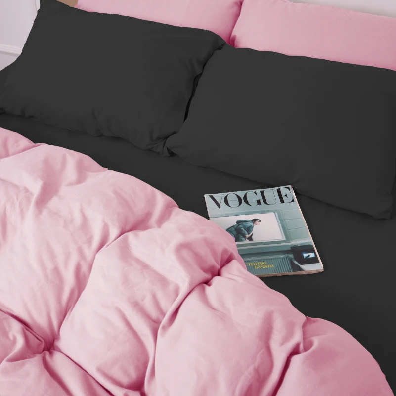 Комплект постільної білизни Фланель 002-008 "Black/Pink" - 3