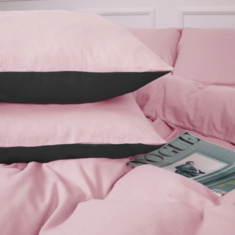 Комплект постільної білизни Фланель 002-008 "Black/Pink" - 5