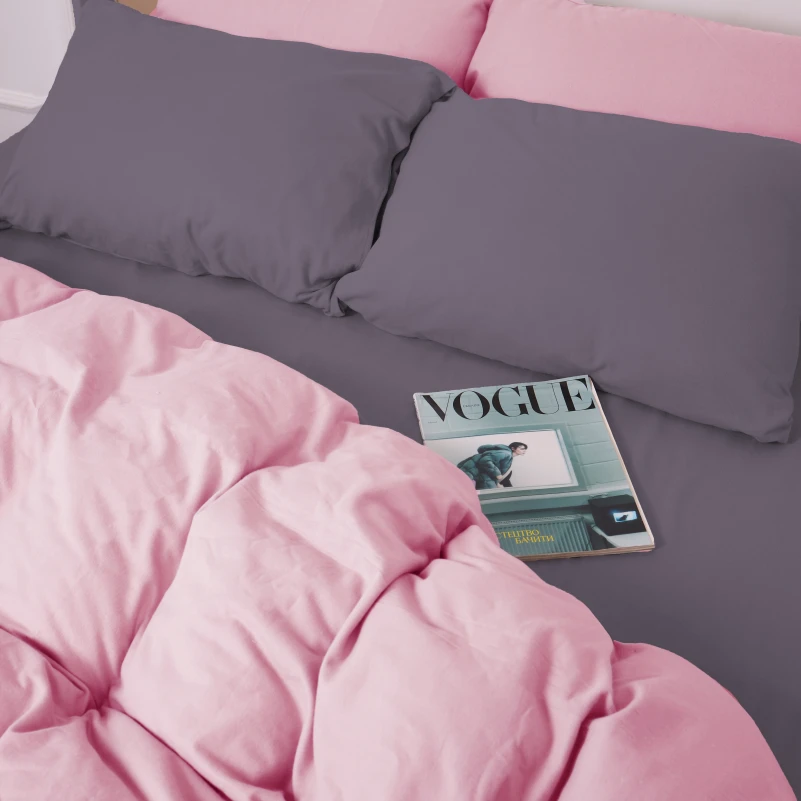Комплект постільної білизни Фланель 001-008 "Ash grey/Pink" - 6