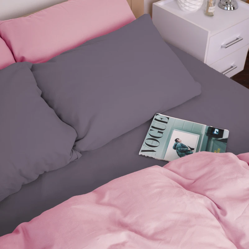 Комплект постільної білизни Фланель 001-008 "Ash grey/Pink" - 4