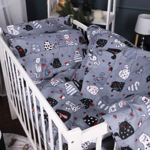 Простынь на резинке (бязь) Kids Time 17-0671 With Love, Cats - высота 10 см - 2