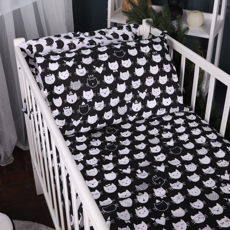 Комплект постільної білизни Бязь Kids Time 17-0673 Monochrome Meows - 4