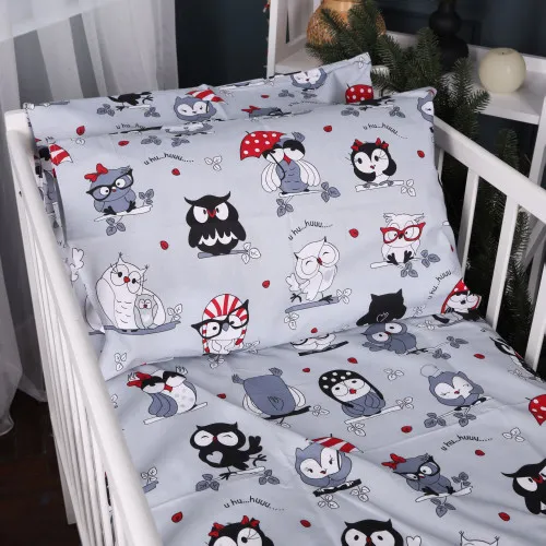 Наволочка Бязь Kids Time 17-0672 Silver Owlets