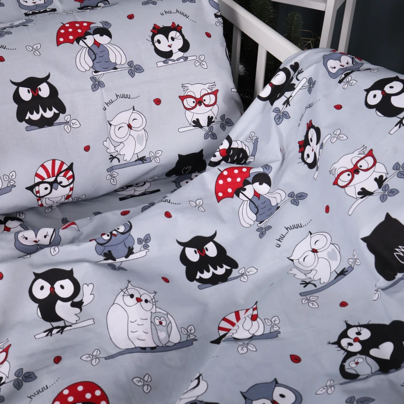 Комплект постільної білизни Бязь Kids Time 17-0672 Silver Owlets - 3