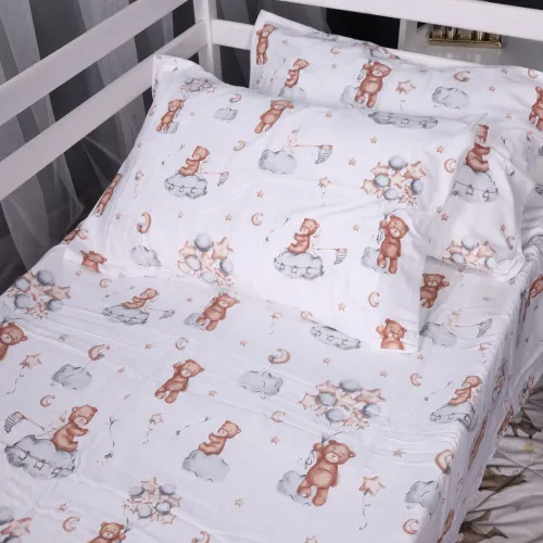 Простирадло на гумці Фланель 010 "Teddy ballons" висота 25 см (дитячі 10 см) - 2