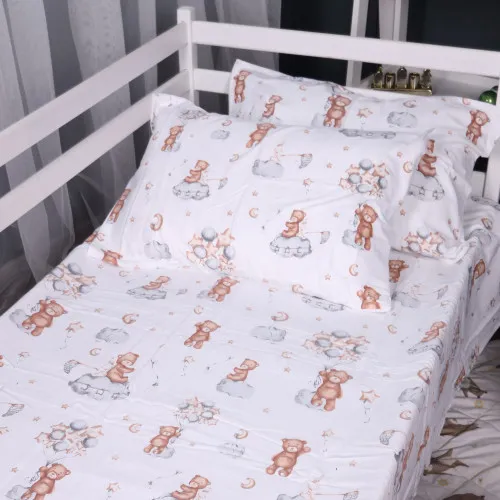 Простирадло на гумці Фланель 010 "Teddy ballons" висота 25 см (дитячі 10 см)