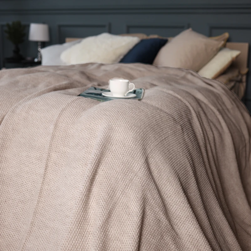 Плед вязаный Б "Beige" - 2