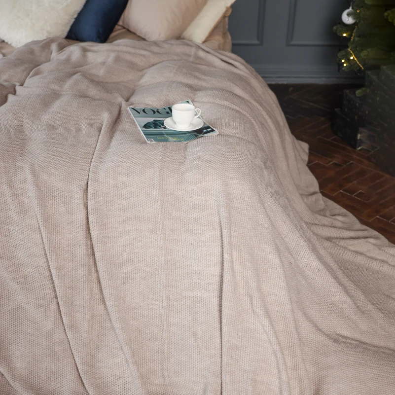 Плед вязаный Б "Beige" - 3