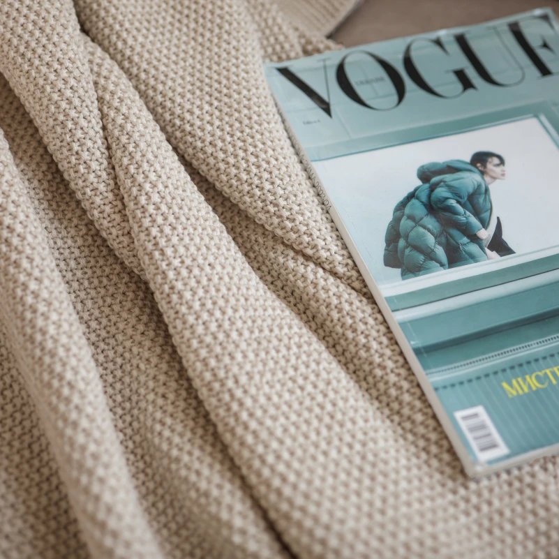 Плед вязаный Б "Beige" - 4