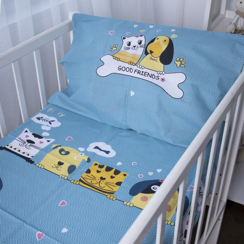 Простирадло дитяче Бязь Kids Time 17-0518 Cat-dog blue