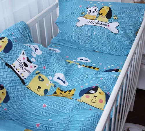 Наволочка Детская Бязь Kids Time 17-0518 Cat-dog blue - 2