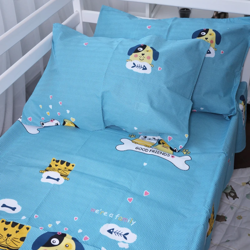 Простынь на резинке (бязь) Kids Time - высота 10 см 17-0518 Cat-dog blue