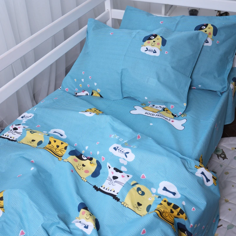 Простынь на резинке (бязь) Kids Time - высота 10 см 17-0518 Cat-dog blue - 1