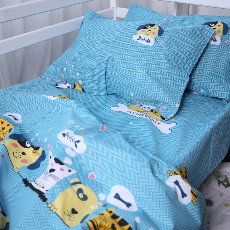 Простынь на резинке (бязь) Kids Time - высота 10 см 17-0518 Cat-dog blue - 4
