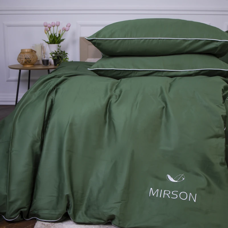 Комплект постільної білизни Сатин 0844 Green Olive Corner - 2
