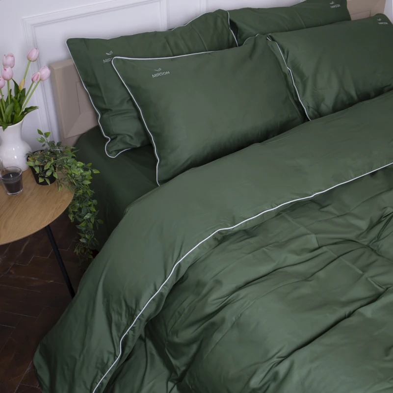 Комплект постільної білизни Сатин 0844 Green Olive Corner - 4