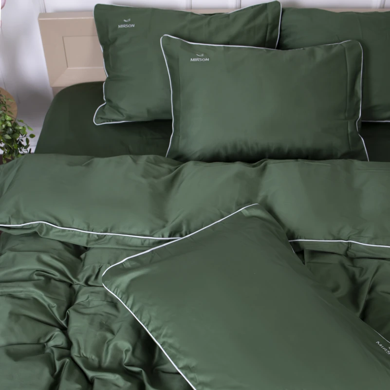 Комплект постільної білизни Сатин 0844 Green Olive Corner - 6