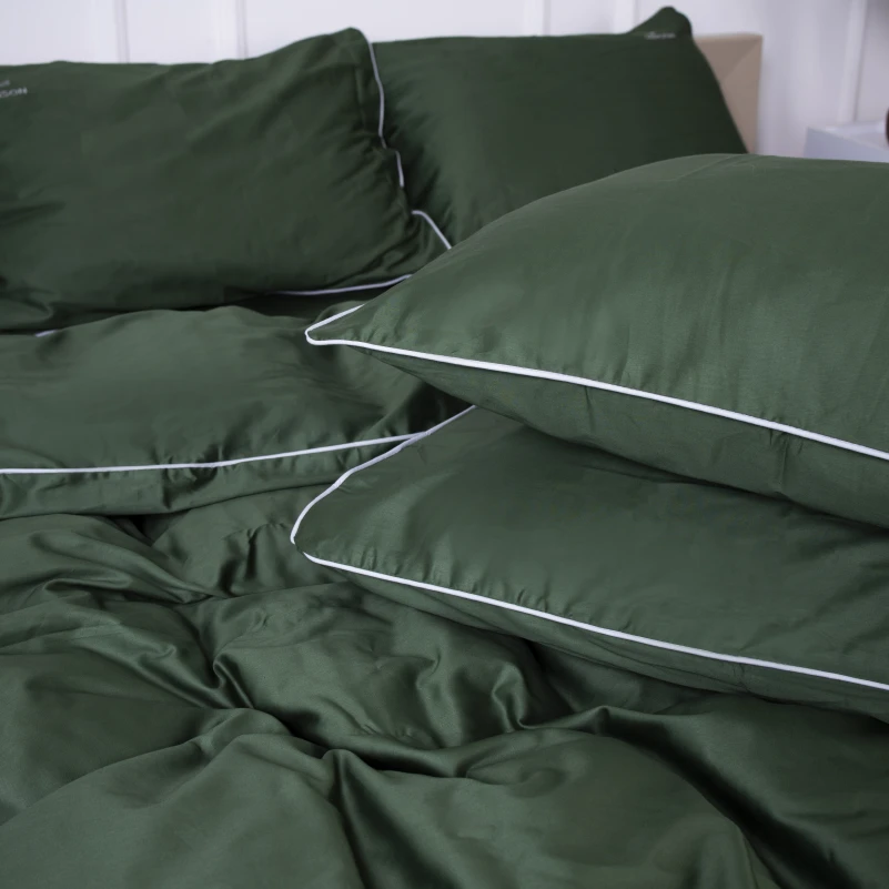 Комплект постільної білизни Сатин 0844 Green Olive Corner - 7