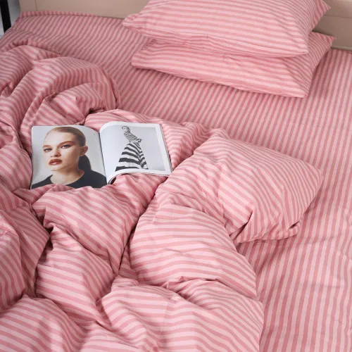 Простирадло на гумці (БЯЗЬ) 17-0607 Stripe Pink - высота 25 см (детские 10 см) - 2