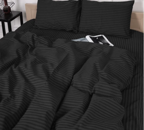 Підковдра Бязь 17-0611 Stripe Black - 2