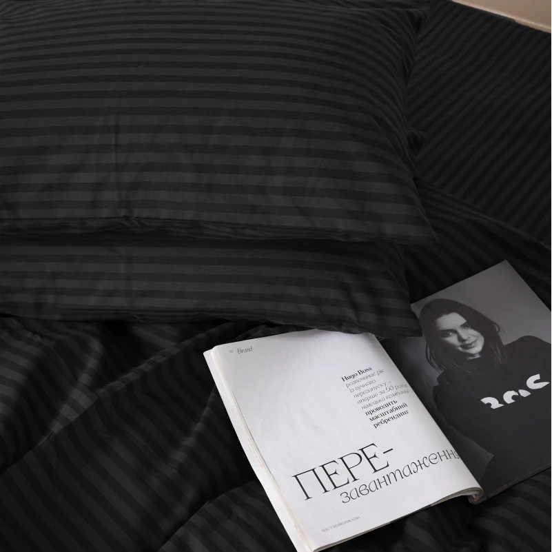 Наволочка Бязь 17-0611 Stripe Black - 2