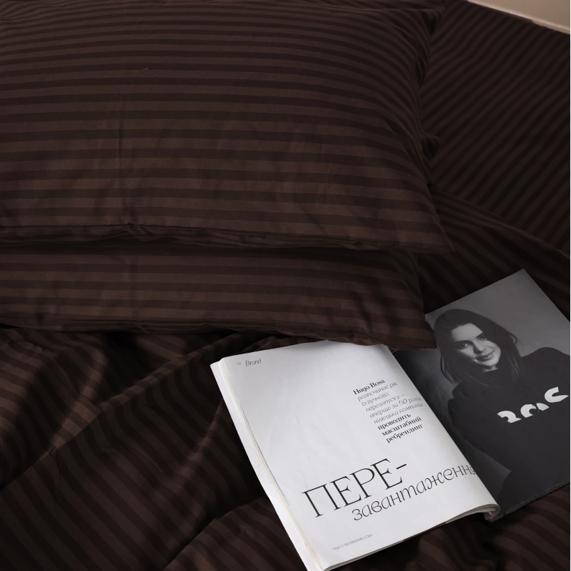 Постільна білизна Бязь 17-0617 Stripe Brown - 2