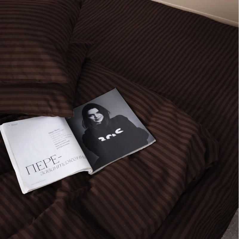 Постільна білизна Бязь 17-0617 Stripe Brown - 4