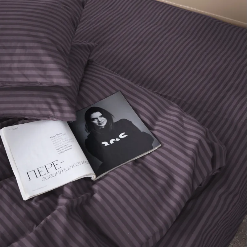 Простынь на резинке (БЯЗЬ) 17-0603 Stripe Violet - высота 25 см (детские 10 см) - 1