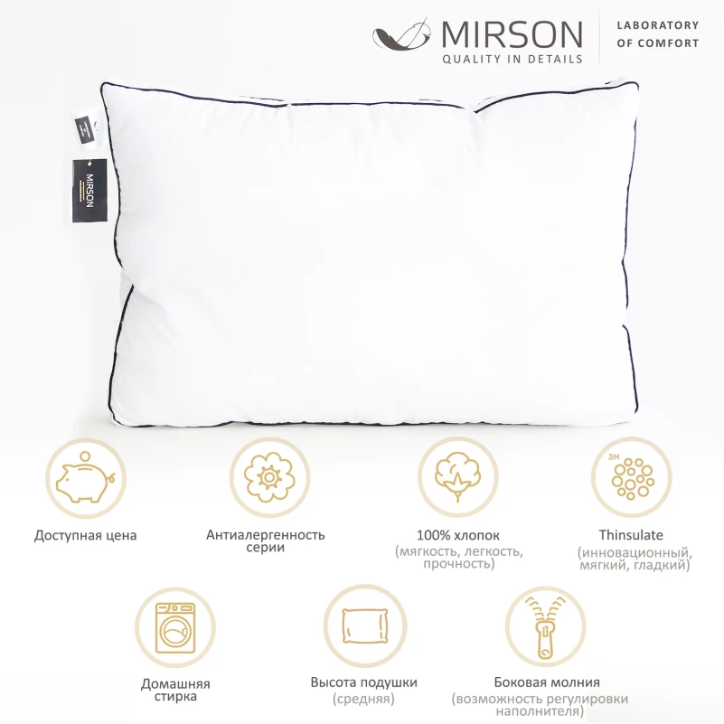 Подушка антиалергенна Royal Lux №2704 3M TM Thinsulate TM бавовна (середня) - 1
