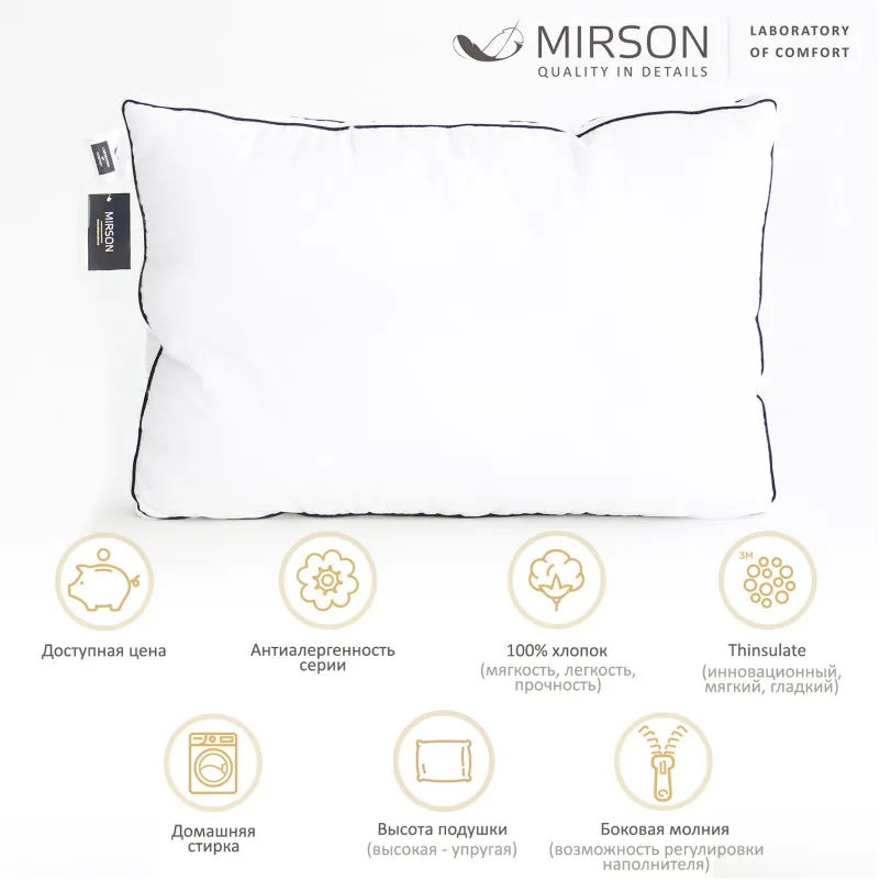 Подушка антиалергенна Royal Lux №2705 3M TM Thinsulate TM бавовна (висока) - 1