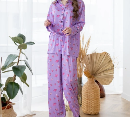 Пижама женская шелк "Armani Premium lavender"