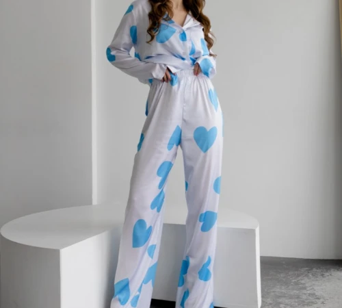 Пижама женская шелк Армани "Love blue"