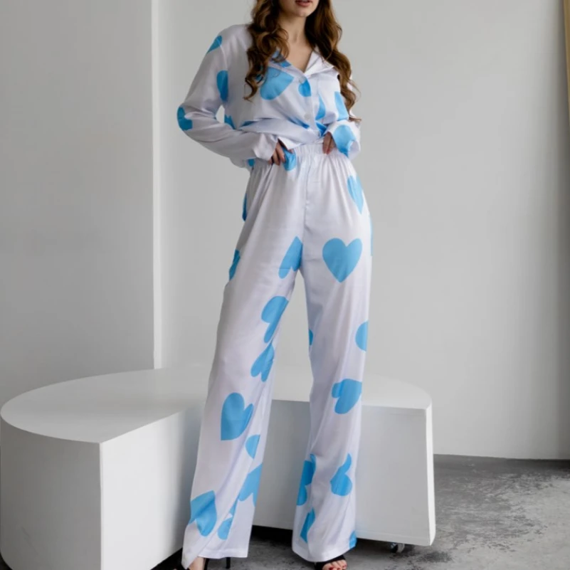 Пижама женская шелк Армани "Love blue"