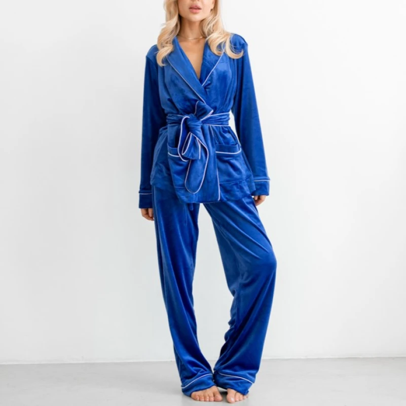 Пижама женская Велюровая "Velor electric" на запах