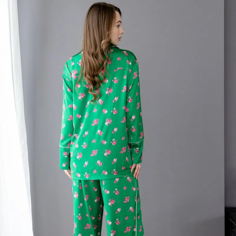 Пижама женская шелк "Armani Premium green" - 3