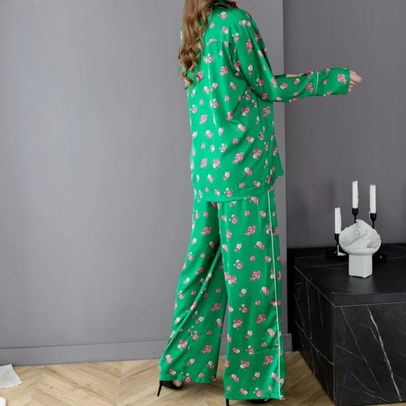 Пижама женская шелк "Armani Premium green" - 2